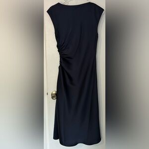 Banana Republic Shirred-Side Satin Midi Dress in Preppy Navy